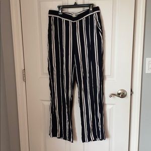 Navy and white striped pants